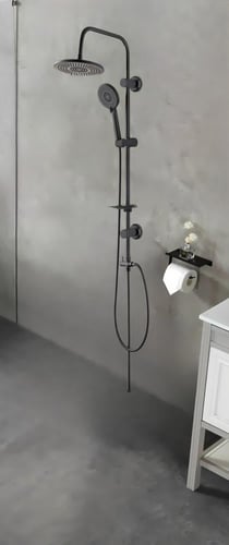 مسطرة دش عمود شاور دائري اللون أسود من ZINTH