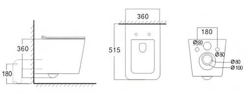 كرسي حمام معلق مقاس 18سم ماركة AUSHEN