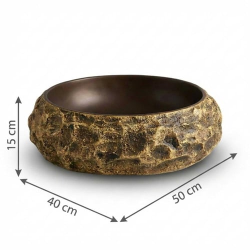 حوض مغسلة خارجي ذهبي بلسمة سواد خفيفة 50X40