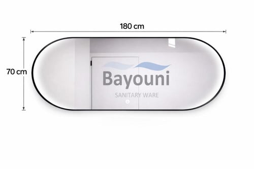 مراية 180x70 بيضوي ليد LED بنظام أضاءة تدريجي اطار...