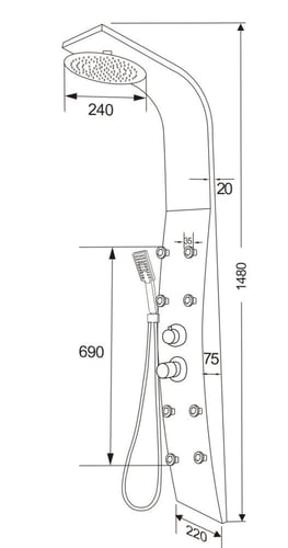 وحدة شاور جداري متكاملة عشرة منافذ لون أسود ماركة...