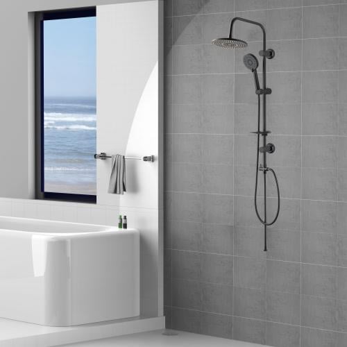 مسطرة دش عمود شاور دائري اللون أسود من ZINTH