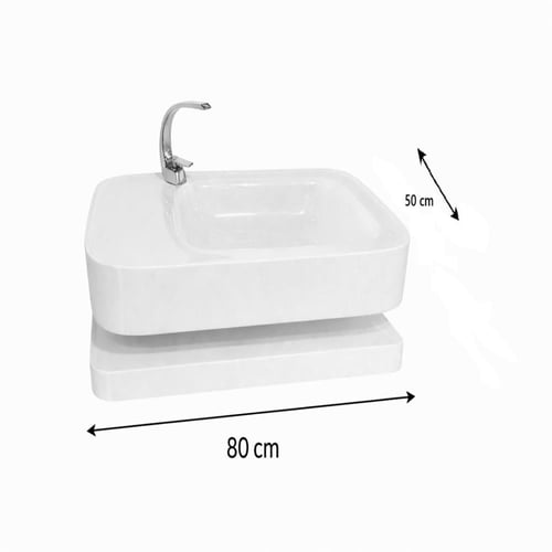 مغسلة كوريان ابيض 50x80 بتصميم خلاط جانبي