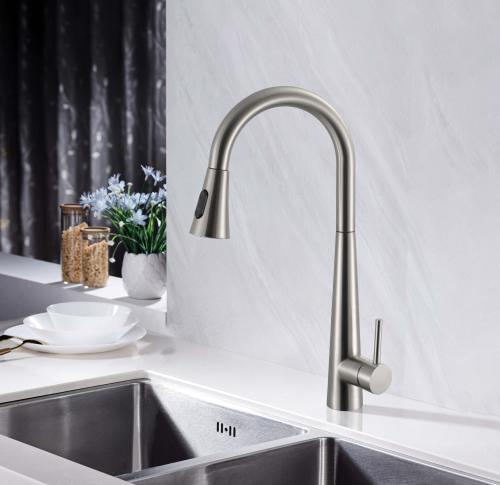 خلاط مطبخ نحاس سحاب مقاوم للصدأ لون كروم