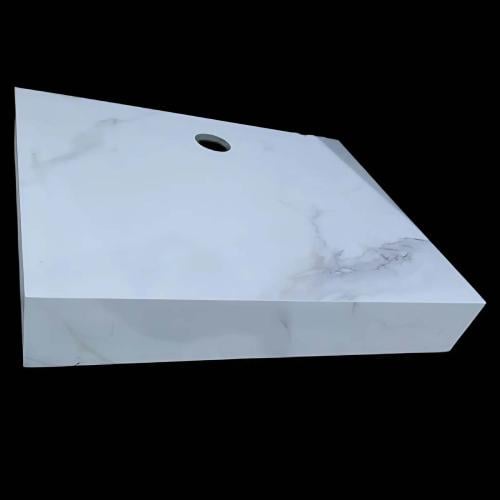 رف سيراميك 60x50 لون ابيض رخامي مع حامل جداري