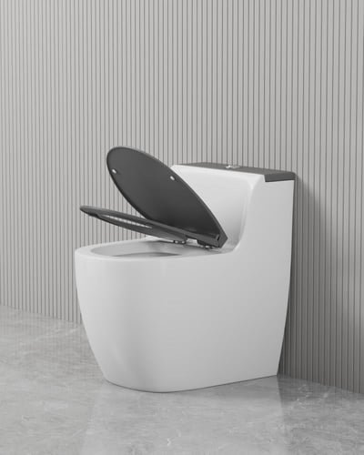 كرسي حمام أفرنجي ابيض رمادي 30سم دفع وشفط