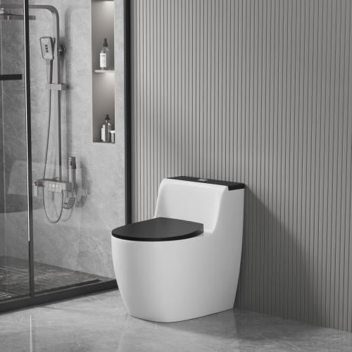 كرسي حمام أفرنجي ابيض اسود 30سم دفع وشفط