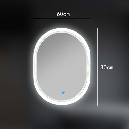 مراية بيضوي ليد LED ثلاثة الوان 80x60 بإطار اكريلي...