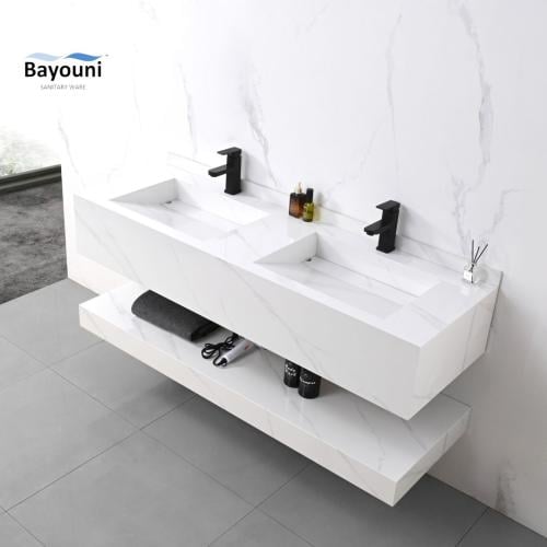 مغسلة ديكور بورسلان بلمسة رخامية شلال حوضين 150x50...