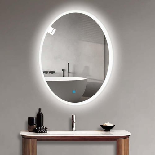 مراية بيضوي ليد LED ثلاثة الوان 80x60 بنظام إضاءة...