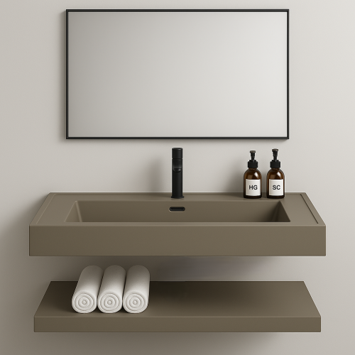 مغسلة ديكور كوريان 50x80 قص ليزر لون اسمنتي