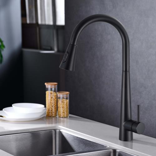 خلاط مطبخ نحاس سحاب مقاوم للصدأ لون اسود