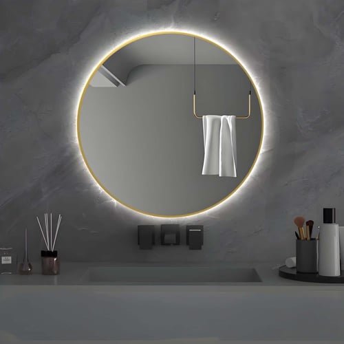 مراية 80x80 دائري ليد LED ثلاثة الوان بنظام أضائة...