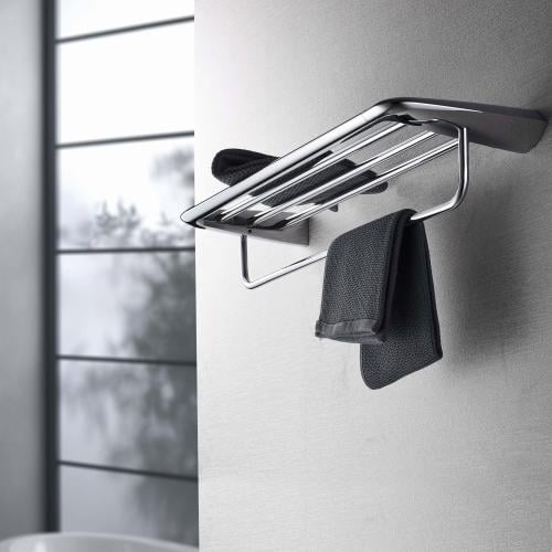 رف مناشف ألمنيوم مع خطاف مقاومة للصدأ اللون رصاصي