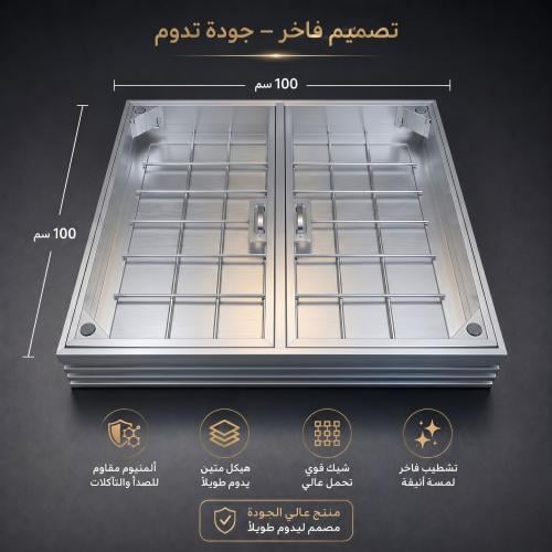 غطاء غرفة تفتيش المنيوم بابين مترxمتر ماركة AUSHEN