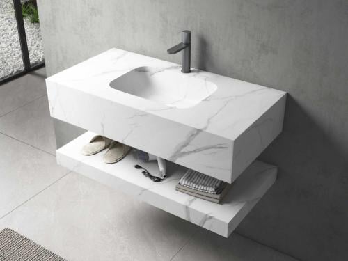 مغسلة ديكور بورسلان بلمسة رخامية 50x80 قص ليزر ابي...