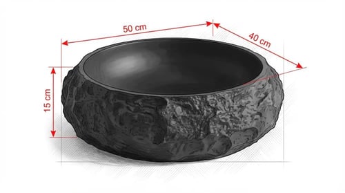 حوض مغسلة خارجي اسود بتصميم حجري 50X40