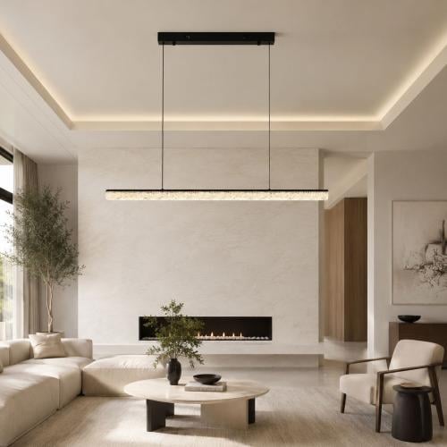 ثريا سترايت LED خطية بإطار ستانلس ستيل- اسود 120 س...