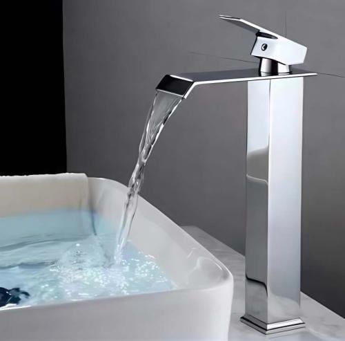 خلاط مغسلة طويل بارد حار ستانلس ستيل بنظام شلال مي...