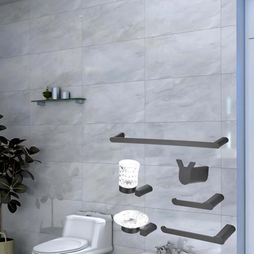 طقم اكسسوارات حمام اسود 6 قطع ماركة AUSHEN