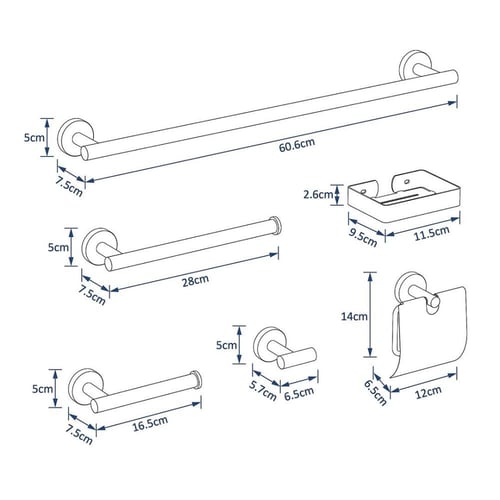 طقم اكسسوارات حمام ذهبي اسطواني 6 قطع ماركة AUSHEN