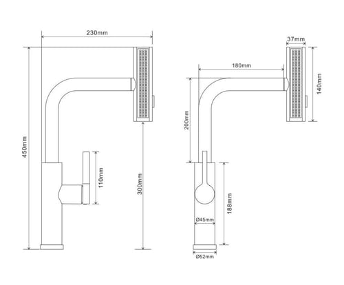خلاط مطبخ نحاس سحاب مقاوم للصدأ لون رصاصي غامق