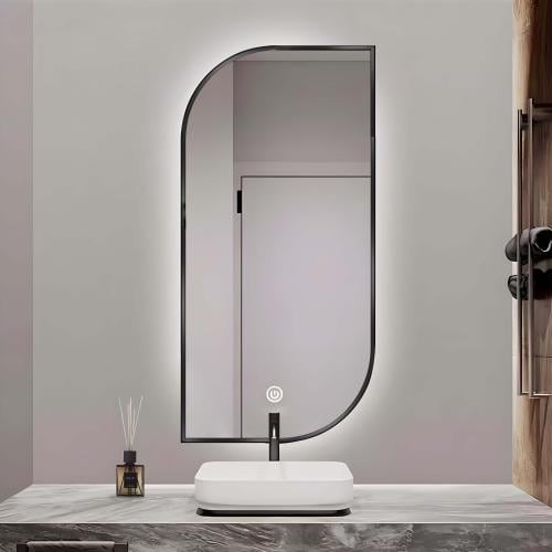 مراية 80x60 مستطيلة ليد LED ثلاثة الوان بنظام أضائ...