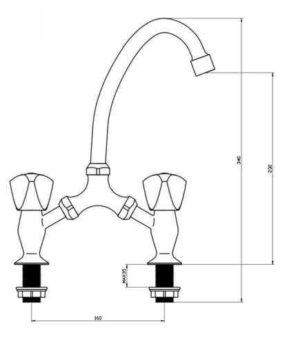 خلاط مطبخ أرضي كروم حار وبارد بمقبضين - ماركة ZINT...