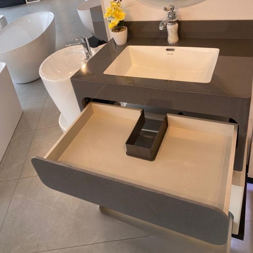 مغسلة ديكور كوريان مع درج قص ليزر 50x80 رمادي