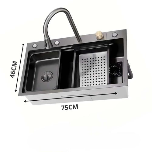 مجلى حوض مطبخ نانو سيراميك 75x46 مقاوم للخدش والصد...