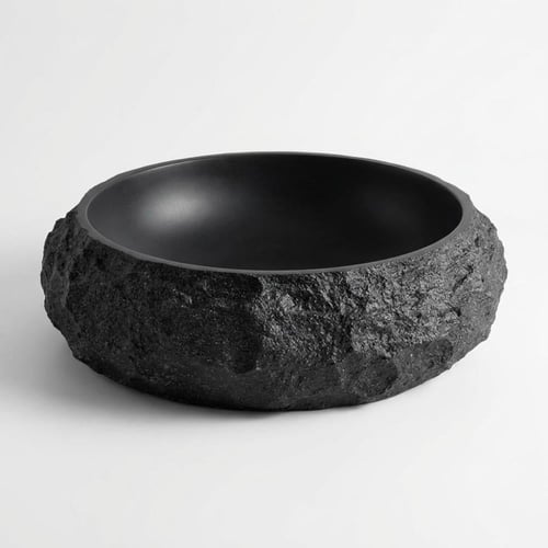 حوض مغسلة خارجي اسود بتصميم حجري 50X40