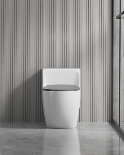 كرسي حمام أفرنجي ابيض رمادي 30سم دفع وشفط