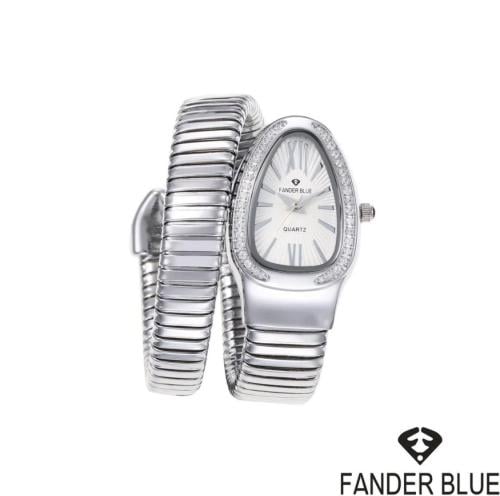 ساعة فندربلو نسائي بسير الستيل فضي ميناء ابيض ثعبا...