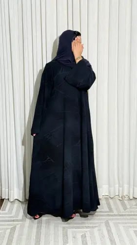 عباية مارلين رمادي غامق اسود كلوش كريب ملكي فاخر