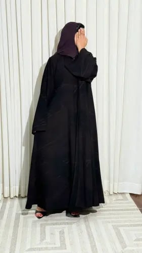 عباية مارلين موف اسود كلوش كريب ملكي فاخر