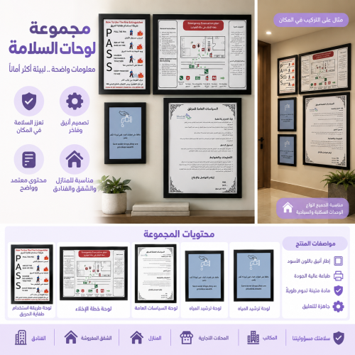 باقة السياسات (مخطط طوارئ - تعليمات المرفق - ترشيد استهلاك الماء- تعليمات استخدام طفايه الحريق )