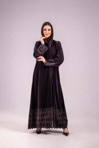 مخمل تطريز لون موف-نص كلوش