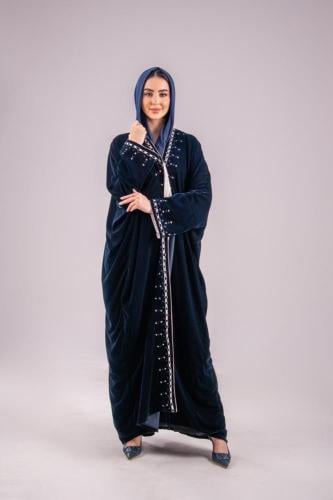 عباية مخمل شتوية لون كحلي-بشت