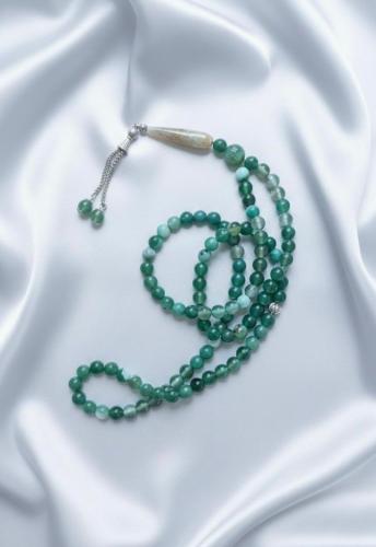 green agate tasbih (100-beads)