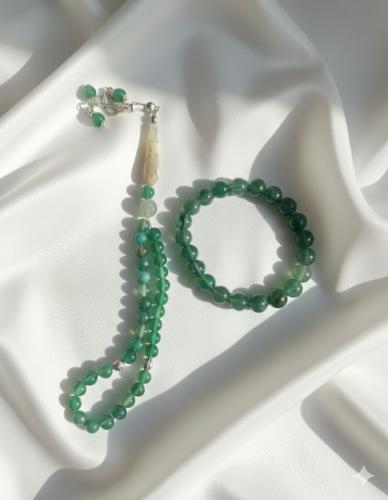 Suleimani Agate Tasbih (33 beads) + Bracelet Set