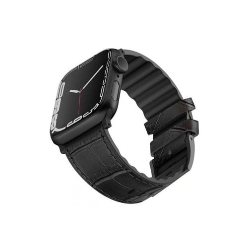 سوار ساعة ابل فيفا مدريد جلد مقاس 42/44/45 - اسود