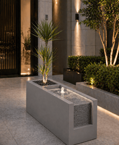 شلال جداري مدمج مع نافورة بإضاءة LED – تصميم فاخر...