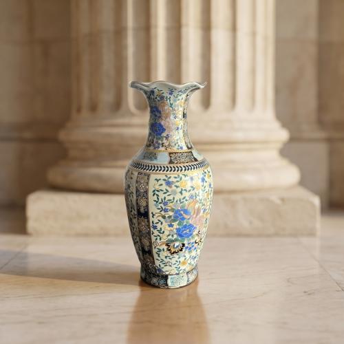 Ceramic vase decorated with an oriental style and...