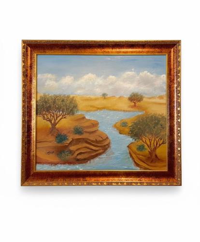 Hand-painted artwork with oil colors decorated wit...