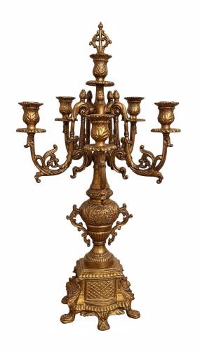 Luxurious bronze multi-arm candlestick - antique gold finish