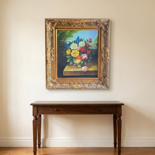 Hand-painted artwork with oil colors decorated wit...