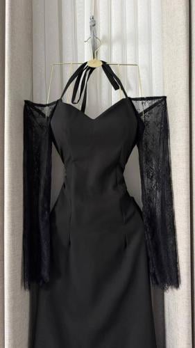 فستان سهرة أسود طويل