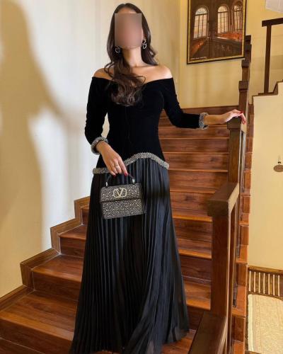 فستان سهرة مخمل أسود