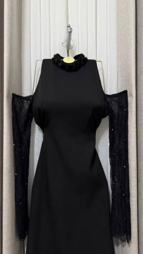 فستان سهرة أسود طويل