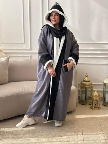 فروة شامواه مع وشاح مخمل